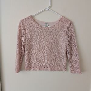 Forever 21 Womens S Pink Lace Top Y2K Coquette Romantic Flirty Feminine Fairy